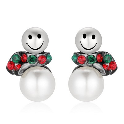 Liv & Ava Snowman Holiday Earrings White