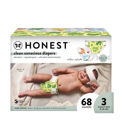 The Honest Company Clean Conscious Disposable Diapers Spread Your Wings & Ur Ribbiting - Size 3 - 68ct