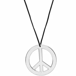 Skeleteen Peace Sign Costume Necklace - Silver