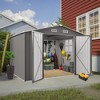 PAGED 10x8 FT Large Outdoor Storage Shed with Lockable Door and Air Vent,Metal Clear Window Garden Shed for Bicycles,Tools,Lawnmowers,Gray - 2 of 4