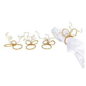 Transpac Wire Easter Bunny Pearls Napkin Rings Set of 4 Home Decorations Easter - 1 of 2
