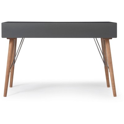 Contemporary Gray and Warm Brown Wood Desk Console with Storage