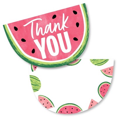 Big Dot of Happiness Sweet Watermelon - Shaped Thank You Cards - Fruit Party Thank You Note Cards with Envelopes - Set of 12