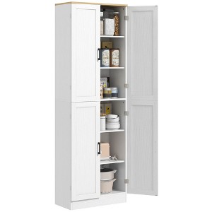 Aghana Digitals Distressed Gray Freestanding Kitchen Pantry with 4 Doors, 6-Tier Adjustable Shelves - 1 of 4