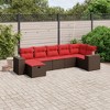 vidaXL 7 Piece Patio Sofa Set with Cushions Brown Poly Rattan - 2 of 4