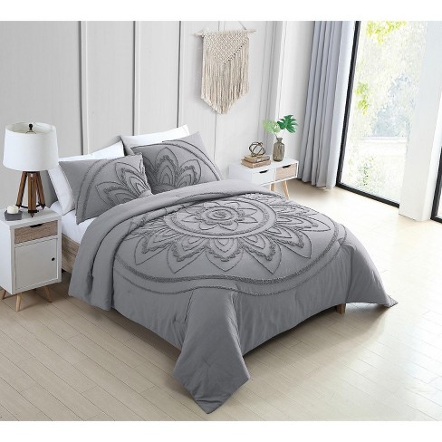 Vcny Home Kelly Grey Medallion Cotton Comforter Set Target