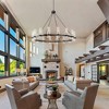 BAOURE 12-Light Black Wagon Wheel Chandelier with Glass Shade, 43.3-Inch Round Farmhouse Pendant Light Fixture for Dining Rooms, Foyers & Entryways - 3 of 4
