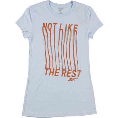 Reebok Womens Not Like The Rest Graphic T-Shirt, Blue, Large