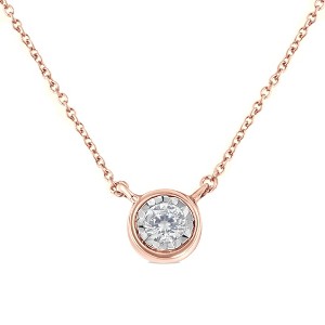 Haus of Brilliance 10K Gold Round Brilliant-Cut Diamond Modern Bezel-Set Solitaire Pendant Necklace - 1 of 4
