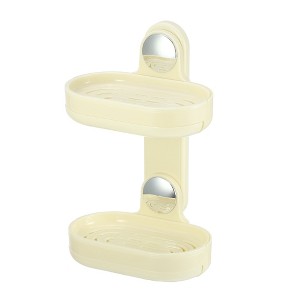 Unique Bargains Bathroom Double Layer Wall Mounted Soap Holder 6.10"x4.13"x9.65" - 1 of 4