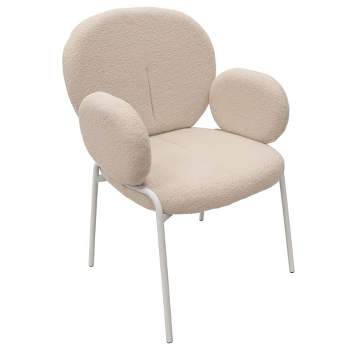 Leisuremod Celestial Boucle Dining Arm Chair with White Frame