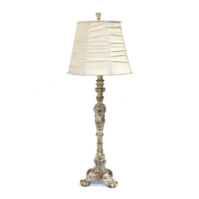 Antique Style Buffet Table Lamp with Ruched Shade Cream - Elegant Designs
