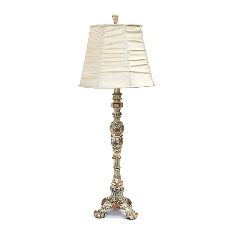Antique Style Buffet Table Lamp with Ruched Shade Cream - Elegant Designs, 1 of 5