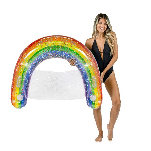 Inflatable Rainbow Unicorn Pool Tube Rainbow Glitter 42 Inch – PoolCandy