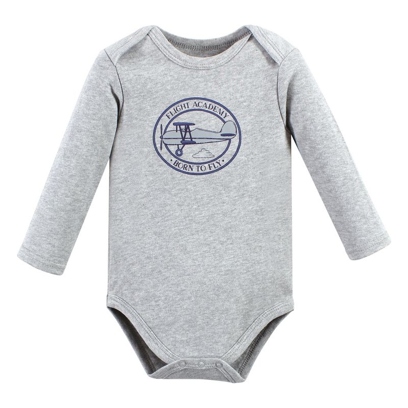 Hudson Baby Infant Boy Cotton Long-Sleeve Bodysuits, Aviation, 3 of 6