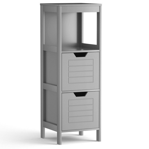Costway Bathroom Wooden Floor Cabinet Multifunction Storage Rack Stand  Organizer Gray\black : Target