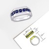 EVERLY JEWELRY | Sterling Silver 1 1/4 CT TGW Created Blue Sapphire Channel Set Men's Ring - image 4 of 4