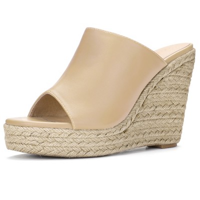 Allegra K Women's Open Toe Padded Insole Slip-on Platform Espadrille Sandals