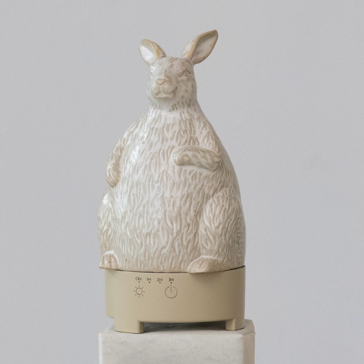Storied Home Stoneware Rabbit Oil Diffuser with Timer, Cream - thumbnail 4