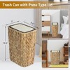 RISOKEYS 2.6 Gallon Small Rattan Garbage Can with Press Top Lid,Woven Waste Basket,Wicker Trash Basket for Bathroom,Kitchen,Living Room,Bedroom - 3 of 4