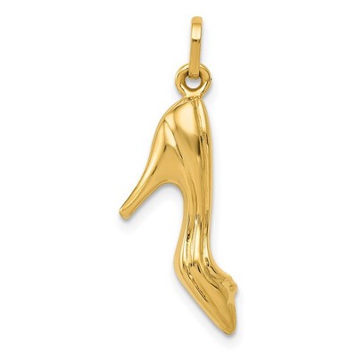 Black Bow Jewelry 14k Yellow Gold 3D Polished High Heel Shoe Pendant