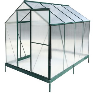 Gulches 6x8x7 Feet Green Polycarbonate Greenhouse Heavy Duty Aluminum Walk in Kit with Rain Gutter Vent Door Backyard Garden - 1 of 4