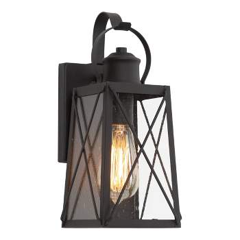 12.5" Metal/Glass "X" Outdoor Wall Lamp Black - LNC