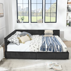 NicBex Queen Size Storage Upholstered Tufted Bed Frame,Velvet Sofa Bed Frame with 2 Drawers for Bedroom,Living Room,Black - 1 of 4