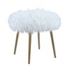 Homy Casa Faux Fur Upholstered Accent Stool with Gold Legs for Bedroom or Living Room, White - 2 of 4