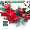 GAOMON 6 Ft Pre Lit Christmas Garland for Mantle with 20 LED Lights & Red Bows, Eight Lighting Modes, Durable Weather-Resistant Materials - 3 of 4