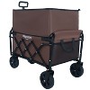 Expandable Dual-Layer Utility Wagon with 100% Extra Space - Grocery Cart for Camping, Shopping, Sports, Gardening, Fishing, Supports 225lbs, Brown - 3 of 4