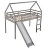 NicBex Twin Size Bunk Bed Roof Shape Loft Bed Pine Bed Frame with Slide, Ladder and Full Length Guardrail, No Box Spring Required - image 3 of 4