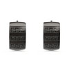 Steeltime Unisex black ip stainless steel huggie earrings with greek key accents - 2 of 4