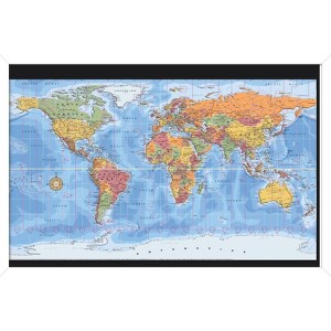 Trends International Map - World Time Zones Framed Wall Poster Prints - 1 of 4