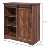 Farmhouse Kitchen Sideboard Buffet Cabinet Coffee Bar Cabinet with Sliding Barn Door and Adjustable Shelf - 3 of 4
