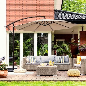 Costway 10FT Patio Offset Hanging Umbrella Easy Tilt Adjustment 8 Ribs Backyard Burgundy\Beige\Tan\Blue - 1 of 4