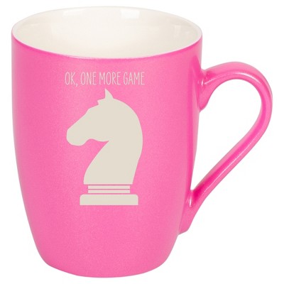 100 North Chess Knight 10 Ounce Pink Metallic Finish, Comfortably Fits Your Hands, New Bone China Coffee Tea Cup Mug, Ok, One More Game