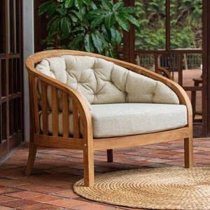 Cambridge Casual Bernese Teak Wood Outdoor Patio Lounge Chair with Tan Cushion - 1 of 4
