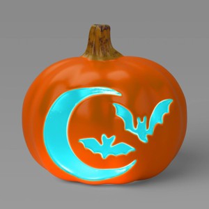 9" Lit Pumpkin Moon Bats with Timer Full Blow Mold Halloween Decorative Prop - Hyde and EEK! Boutique™ - 1 of 3