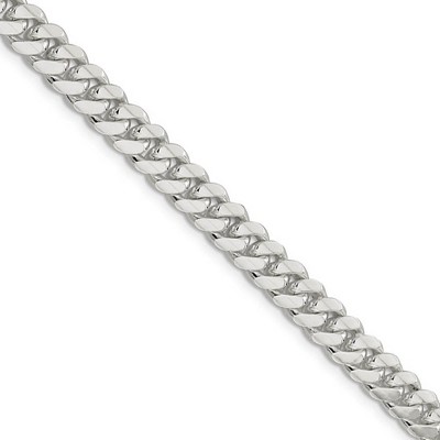 Black Bow Jewelry Mens 7.25mm Sterling Silver Solid Domed Curb Chain Necklace