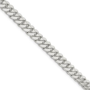 Black Bow Jewelry Mens 7.25mm Sterling Silver Solid Domed Curb Chain Necklace - 1 of 4