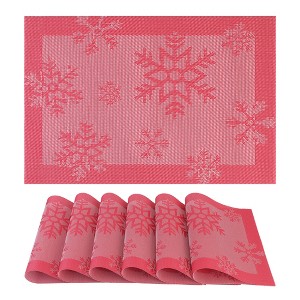 REGALWOVEN Fall Placemats Set of 6 Plastic Placemats for Dining Table Decor, Washable Kitchen Table Mat with Snowflake Pattern - 1 of 4