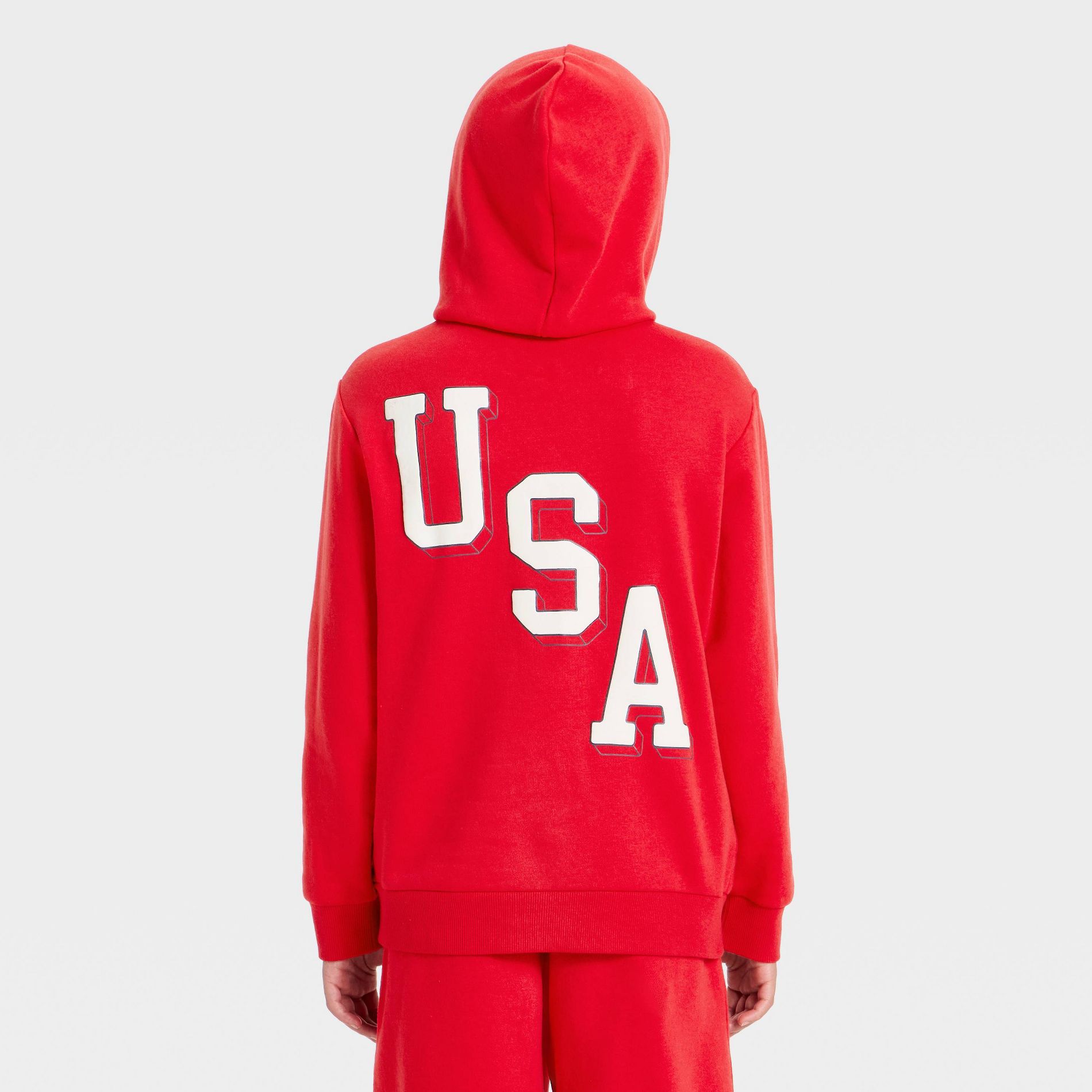 Boys' United States Soccer Federation Front and Back Graphic Hooded Pullover Sweatshirts - Red