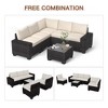 6-Piece PE Rattan Wicker Patio Furniture Set with Sectional Sofa, Coffee Table, and Thickened Cushions - 3 of 4