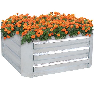 24" Square Galvanized Steel Raised Garden Bed in Silver