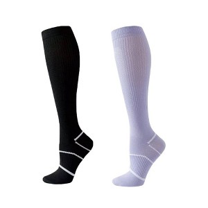 Anna-Kaci Women's Knee High Compression Socks with Arch Support and Stretch Fit for Running and Recovery 2-Pack - 1 of 3