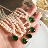 Clotth French-Inspired Non-Fading Necklace for Women, Elegant Emerald Zircon Pendant and Freshwater Pearl Colla - Gold - 4 of 4