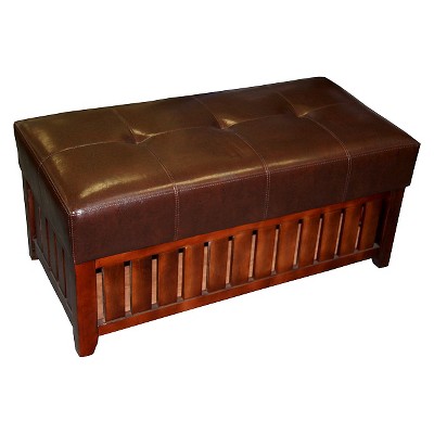 Cushion Storage Wooden Bench Brown - Ore International