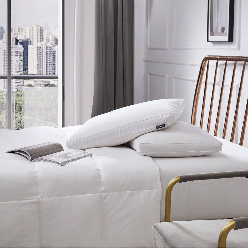 2pk Firm Cotton Blend Feather Down Fiber Bed Pillow - Beautyrest, 3 of 6