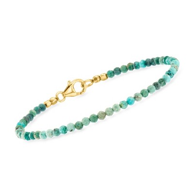 Ross-Simons Green Turquoise Bead Bracelet in 18kt Gold Over Sterling Size 8
